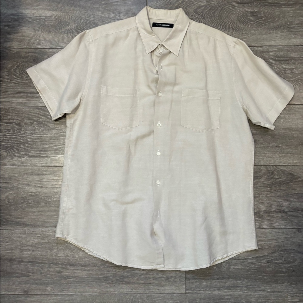 Cream Casual Button Down Shirt Lightweight